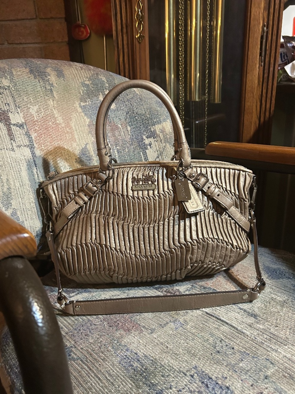 Authentic Coach Ruched Leather dusty lavender Madison  Satchel - Picture 2 of 15